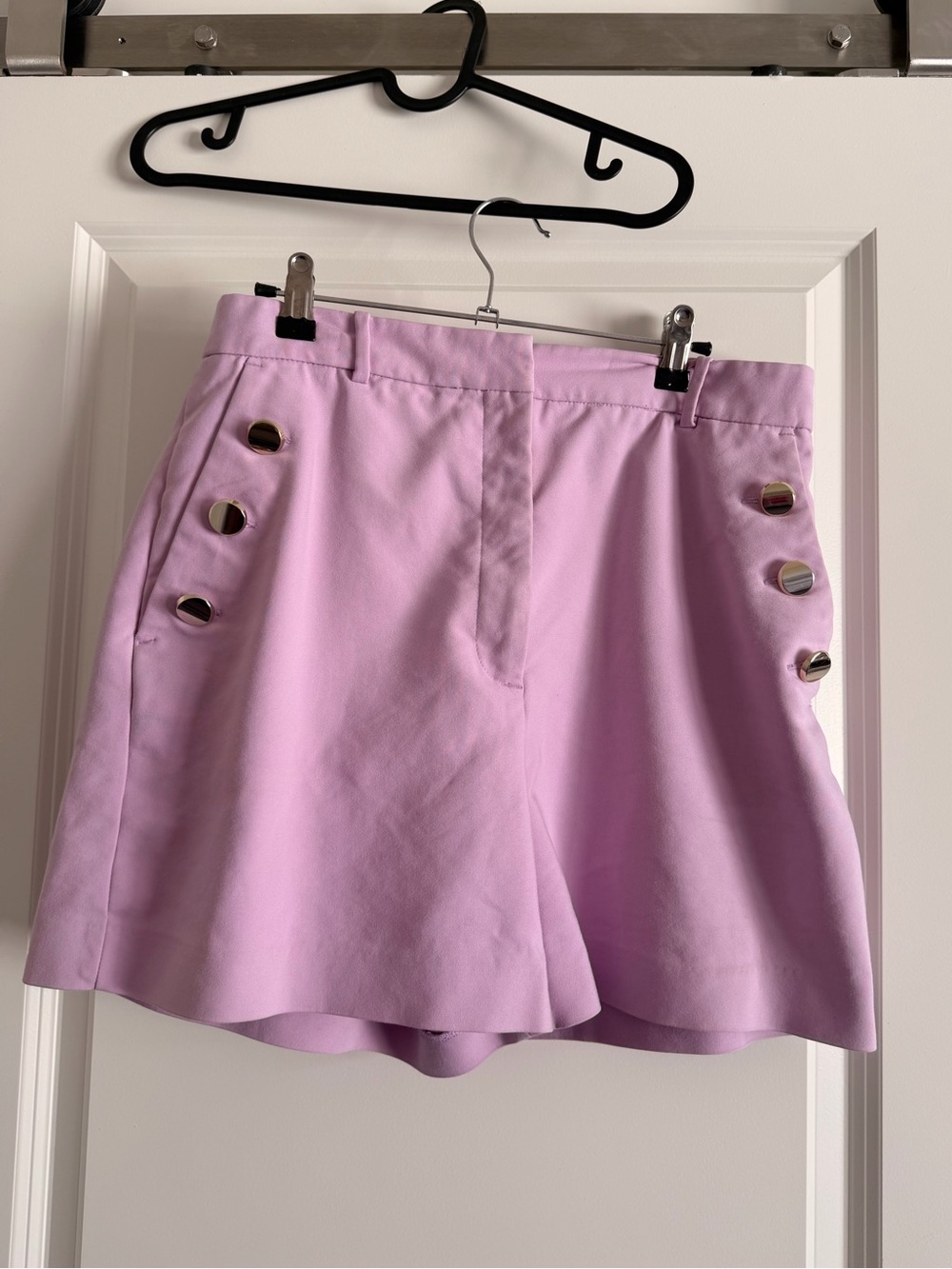 Zara Lilac High-Waist Button Detail Shorts